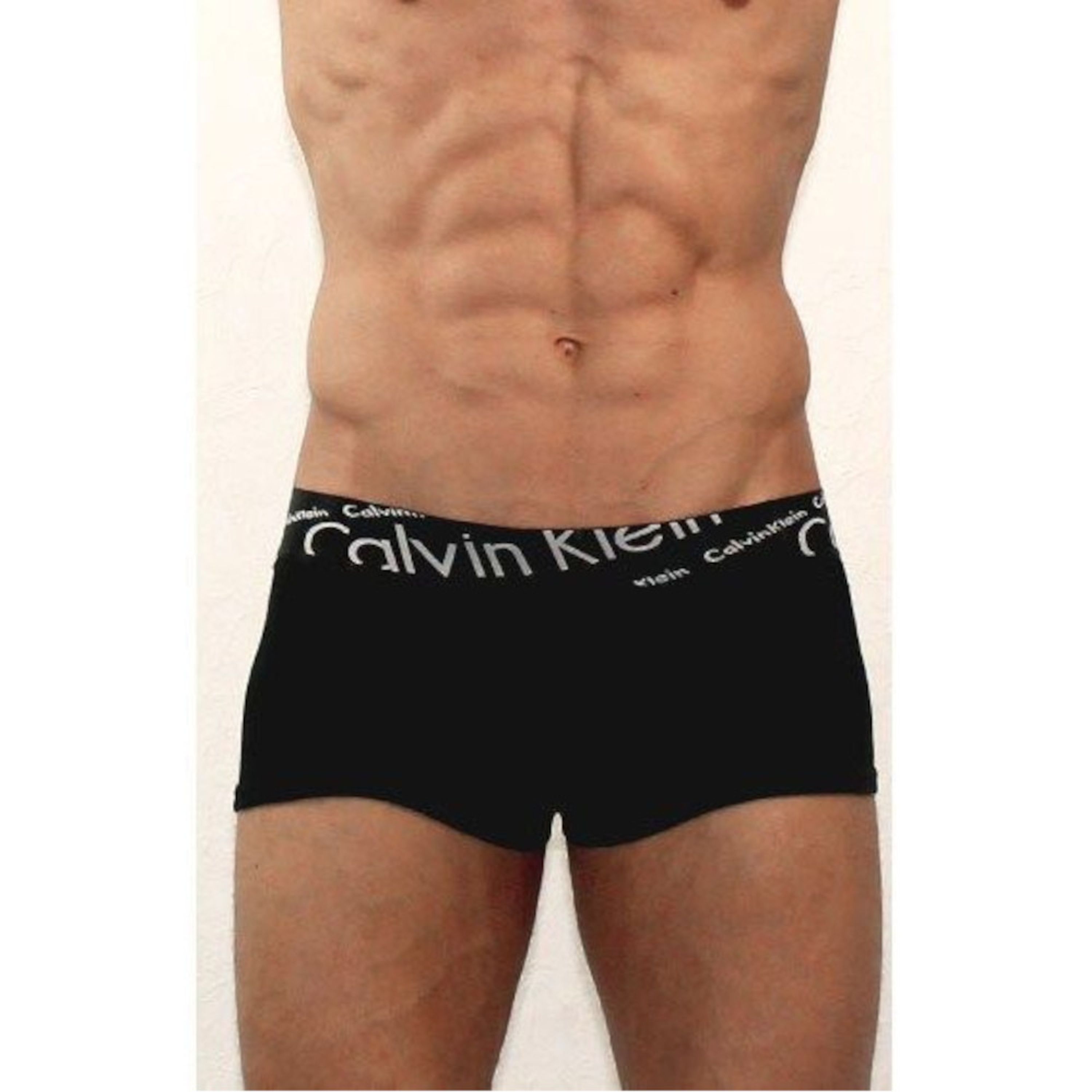 Мужские трусы боксеры черные с черной косой резинкой Calvin Klein Black Waistband Italics Boxer CK05103 фото 1