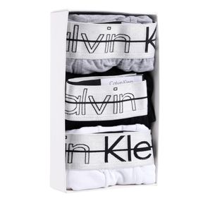 Фото Мужские трусы боксеры набор 3в1 (серые, черные, белые) Calvin Klein 