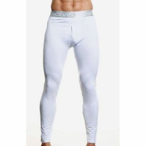 Фото Мужские кальсоны белые с серебристой резинкой Calvin Klein Steel Long Johns White