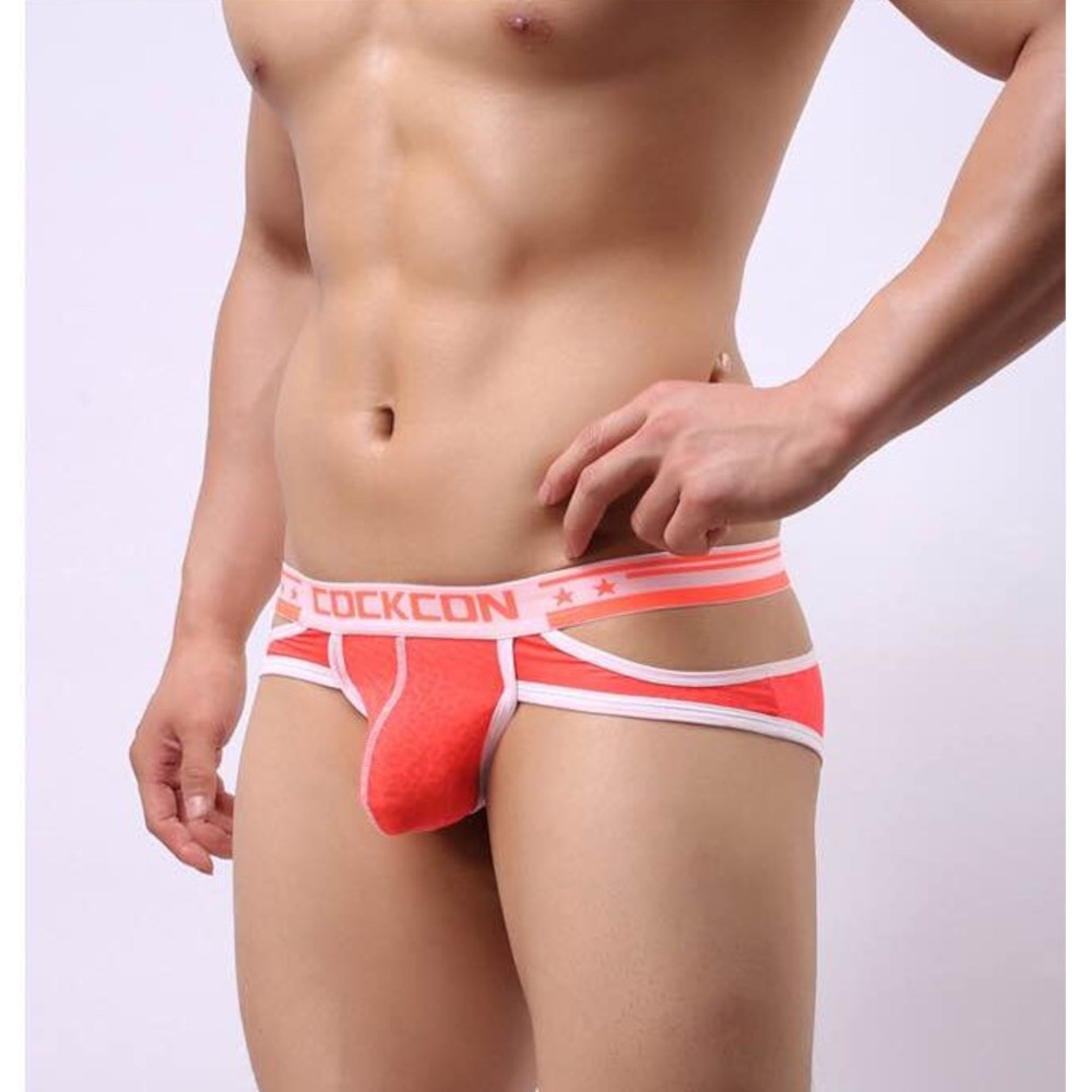 Мужские трусы брифы оранжевые Cockon X Lace Brief Orange 6101 фото 1