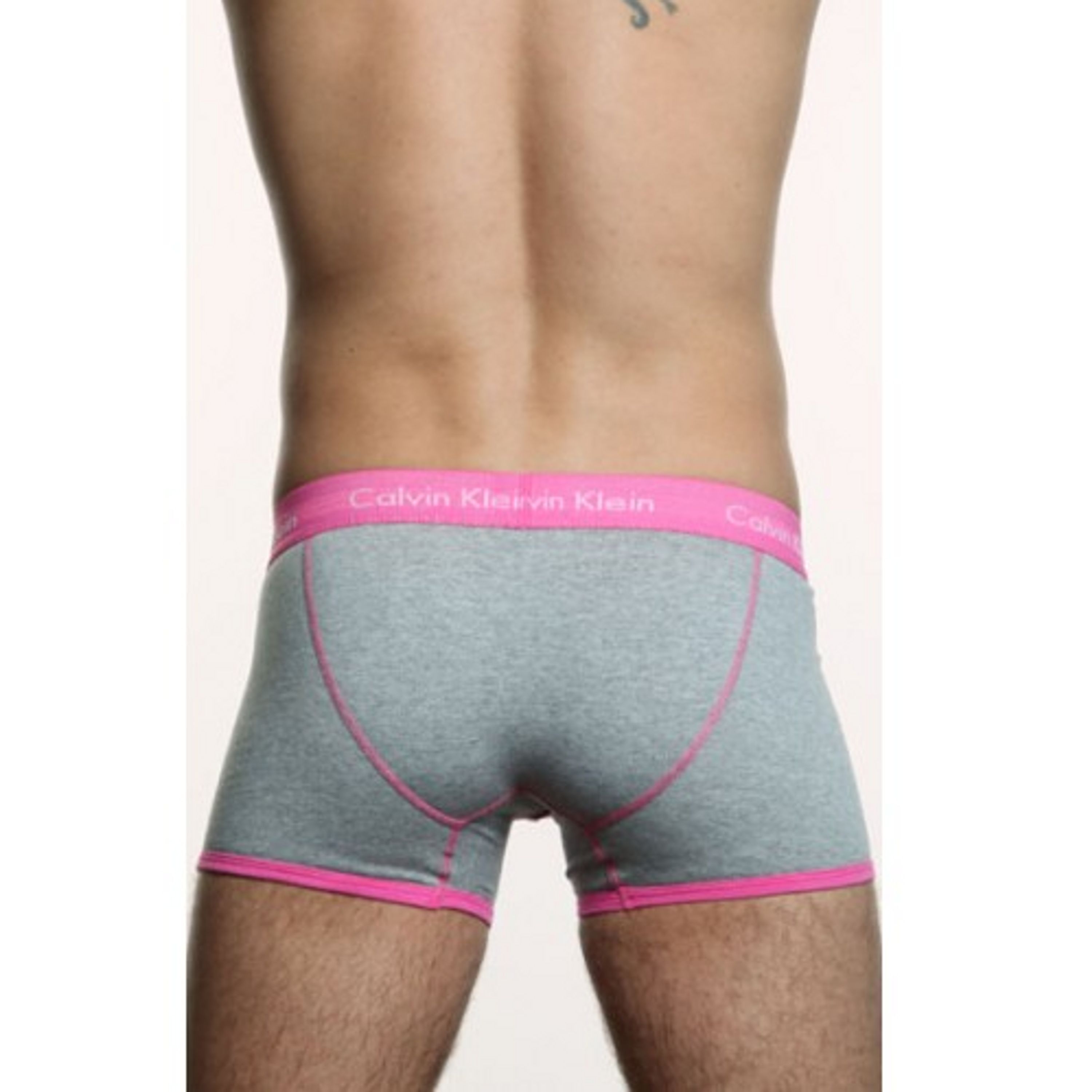 Мужские трусы боксеры серые с розовой окантовкой Calvin Klein 365 Grey Pink фото 2