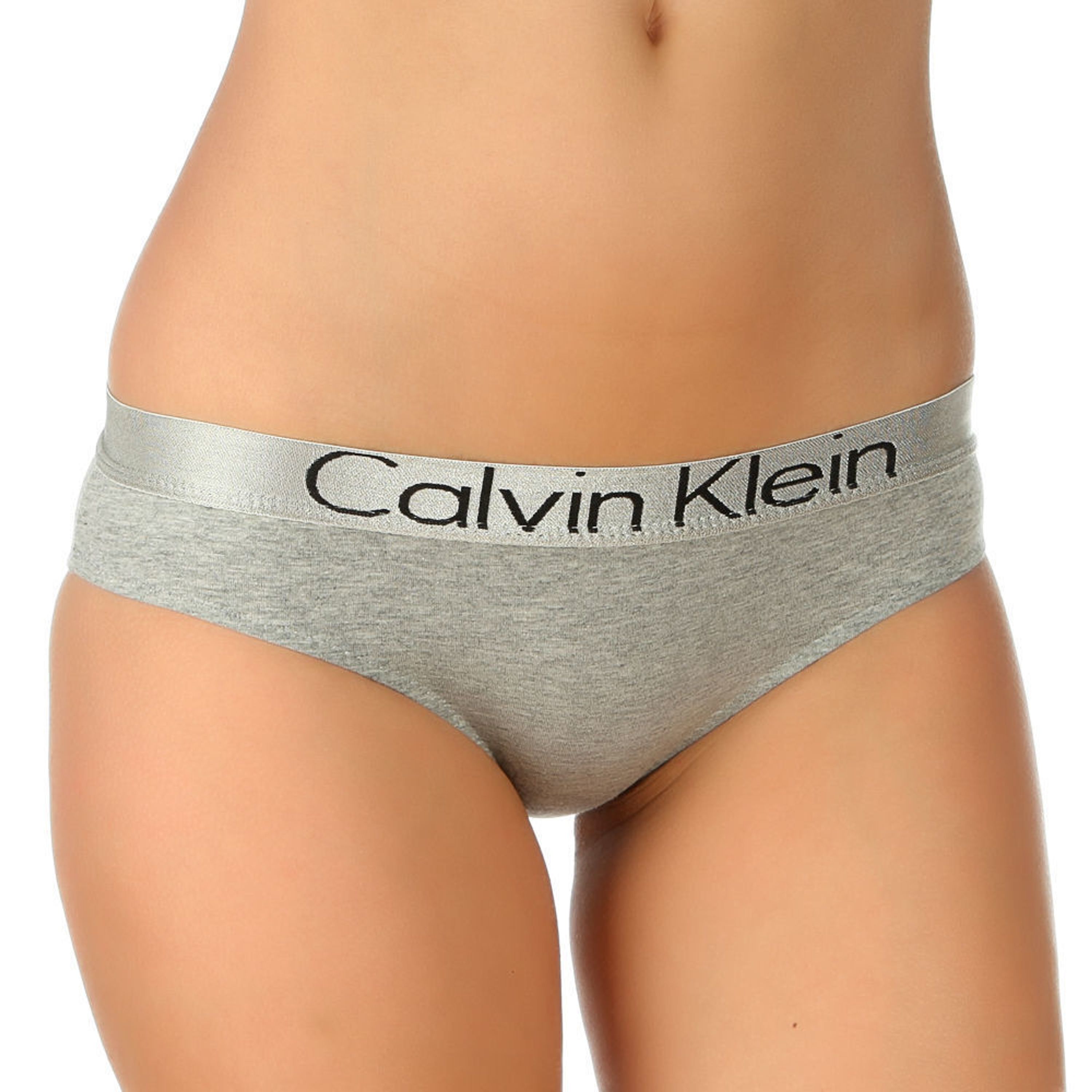 Женские брифы серые с серебристой резинкой Calvin Klein Women Brief Grey фото 1