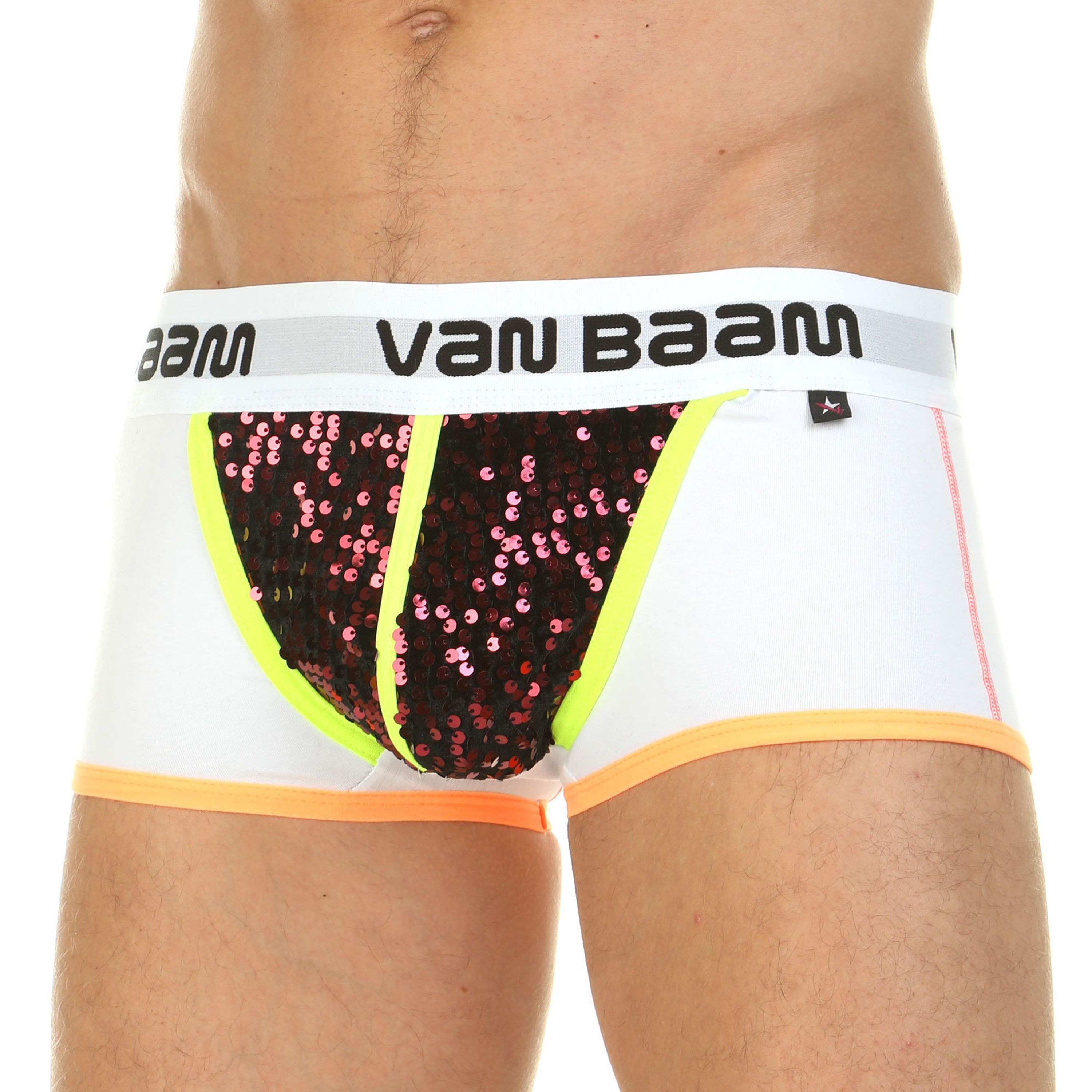 Мужские трусы боксеры белые с красными пайетками Van Baam VB0107 фото 1