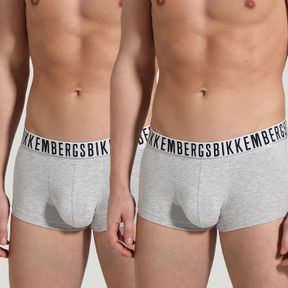 Фото Мужские трусы боксеры серые набор 2в1 Bikkembergs ESSENTIAL BKK1UTR01BI