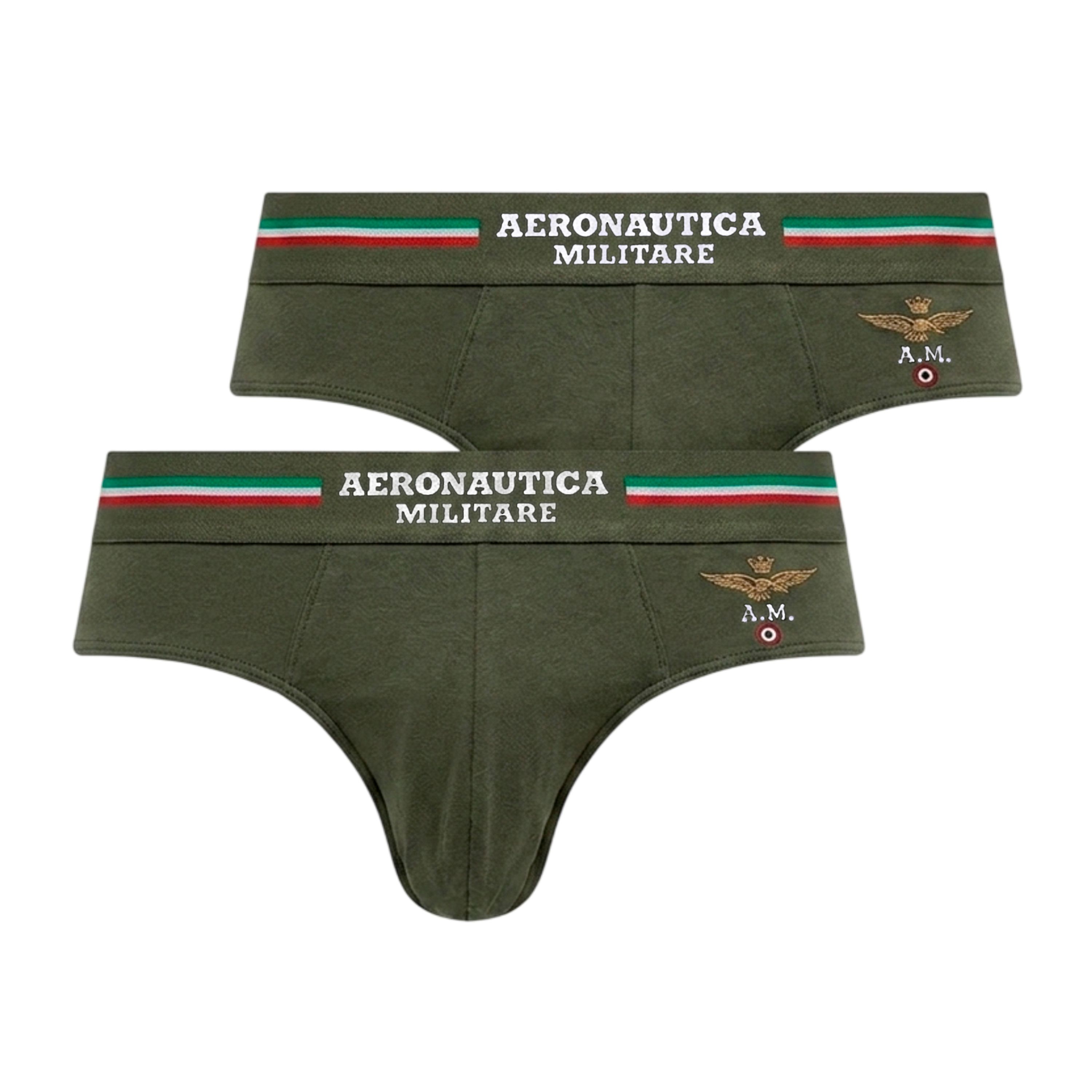 Набор мужских трусов брифов 2в1 хаки AERONAUTICA MILITARE AM1USL001 фото 1