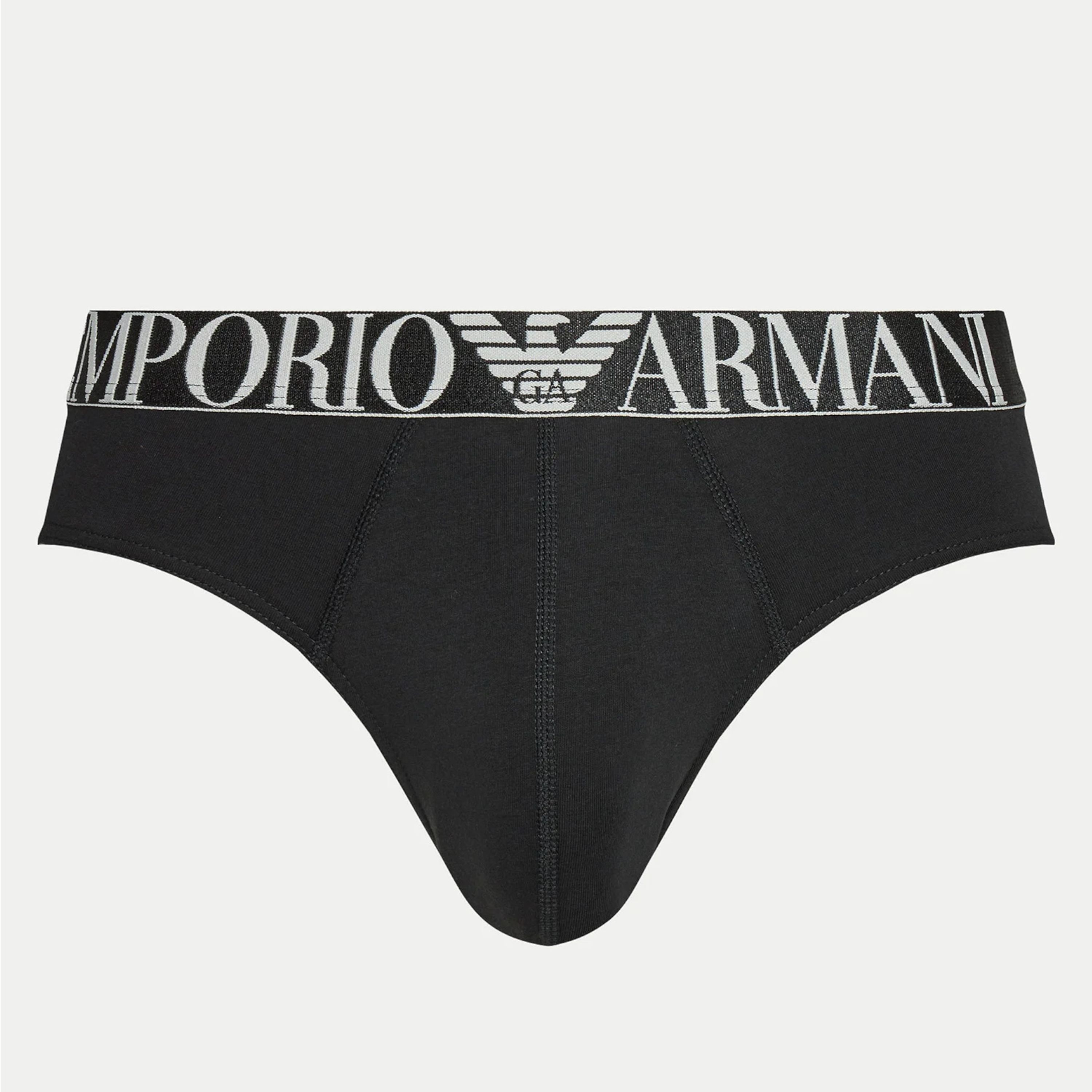 Набор мужских трусов брифов 3в1 черные Emporio Armani 111734_4F726 73320 фото 2