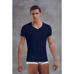 Фото Мужская футболка темно-синяя с v-образным вырезом Doreanse 2860