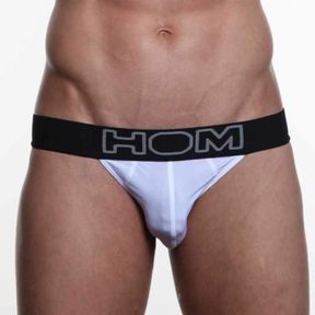 Фото Мужские трусы танга белые с черной резинкой HOM Night Therapy Tanga Brief White