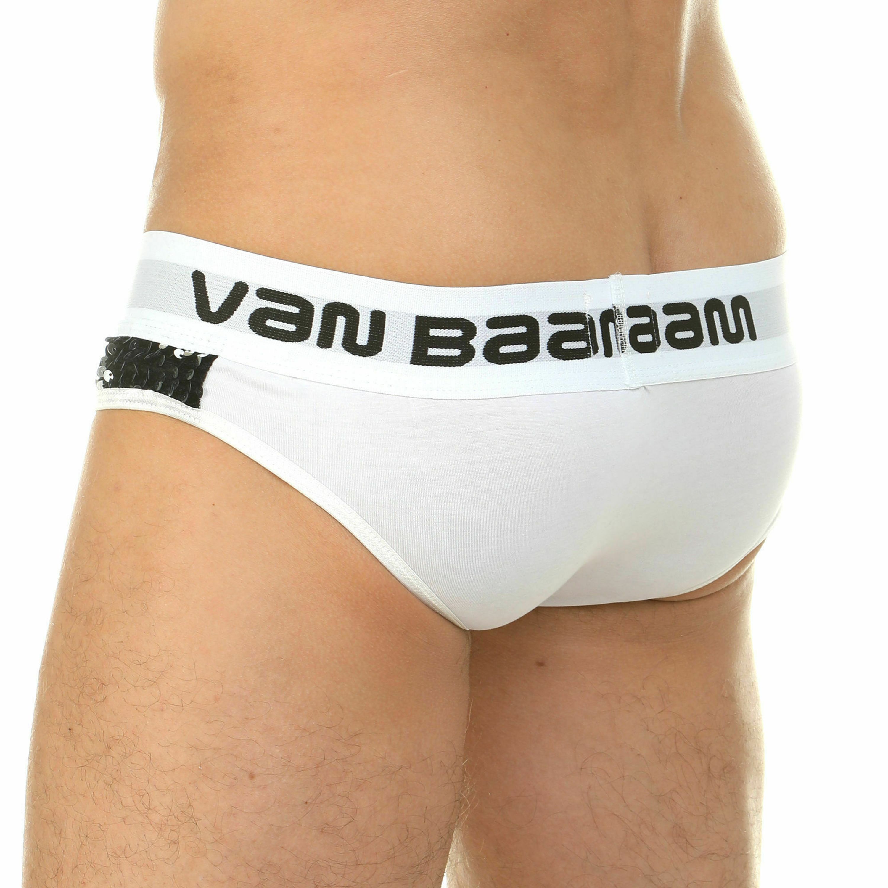 Мужские трусы слипы белые с серебристыми пайетками Van Baam фото 2