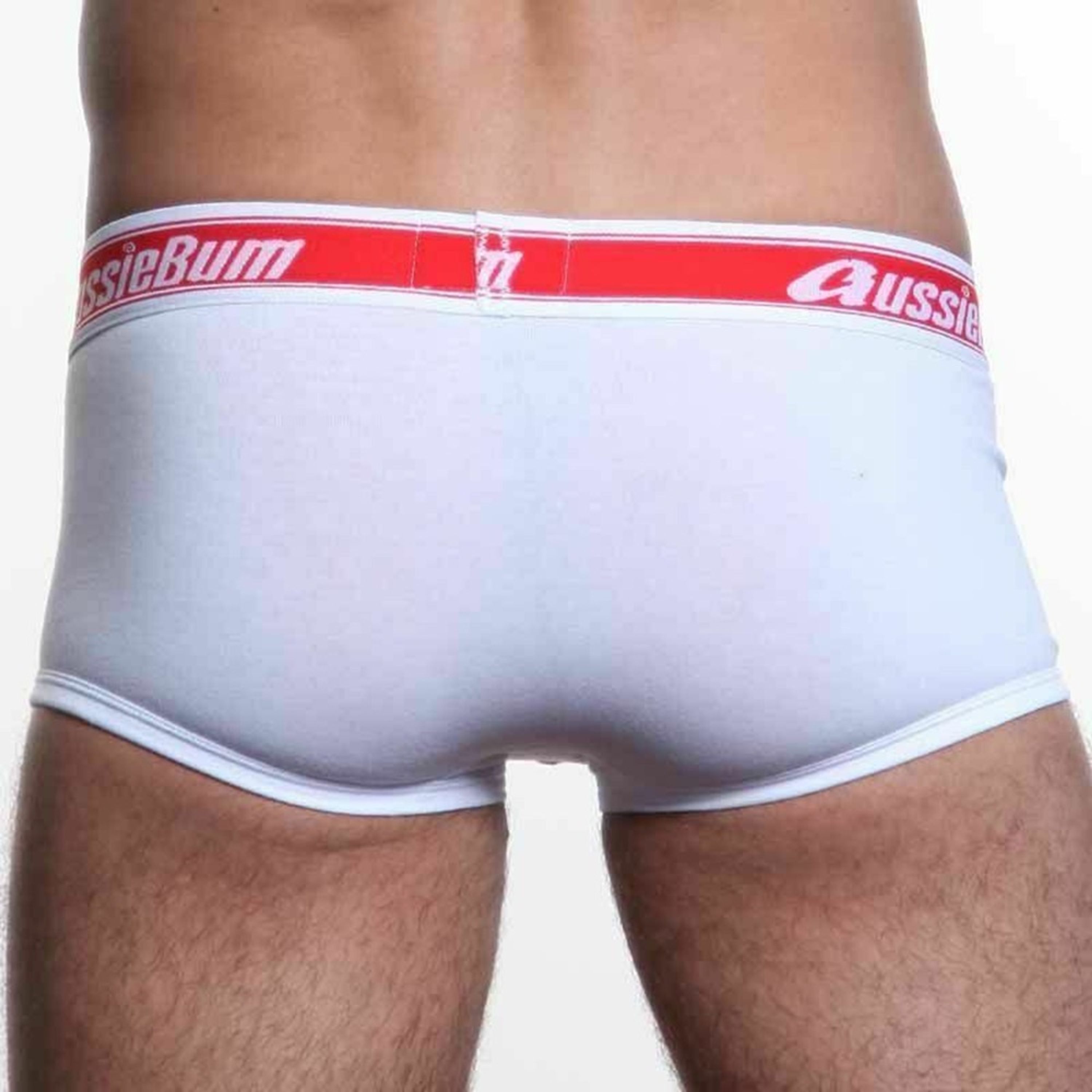 Мужские трусы хипсы белые с красной резинкой Aussiebum AB00154 фото 4