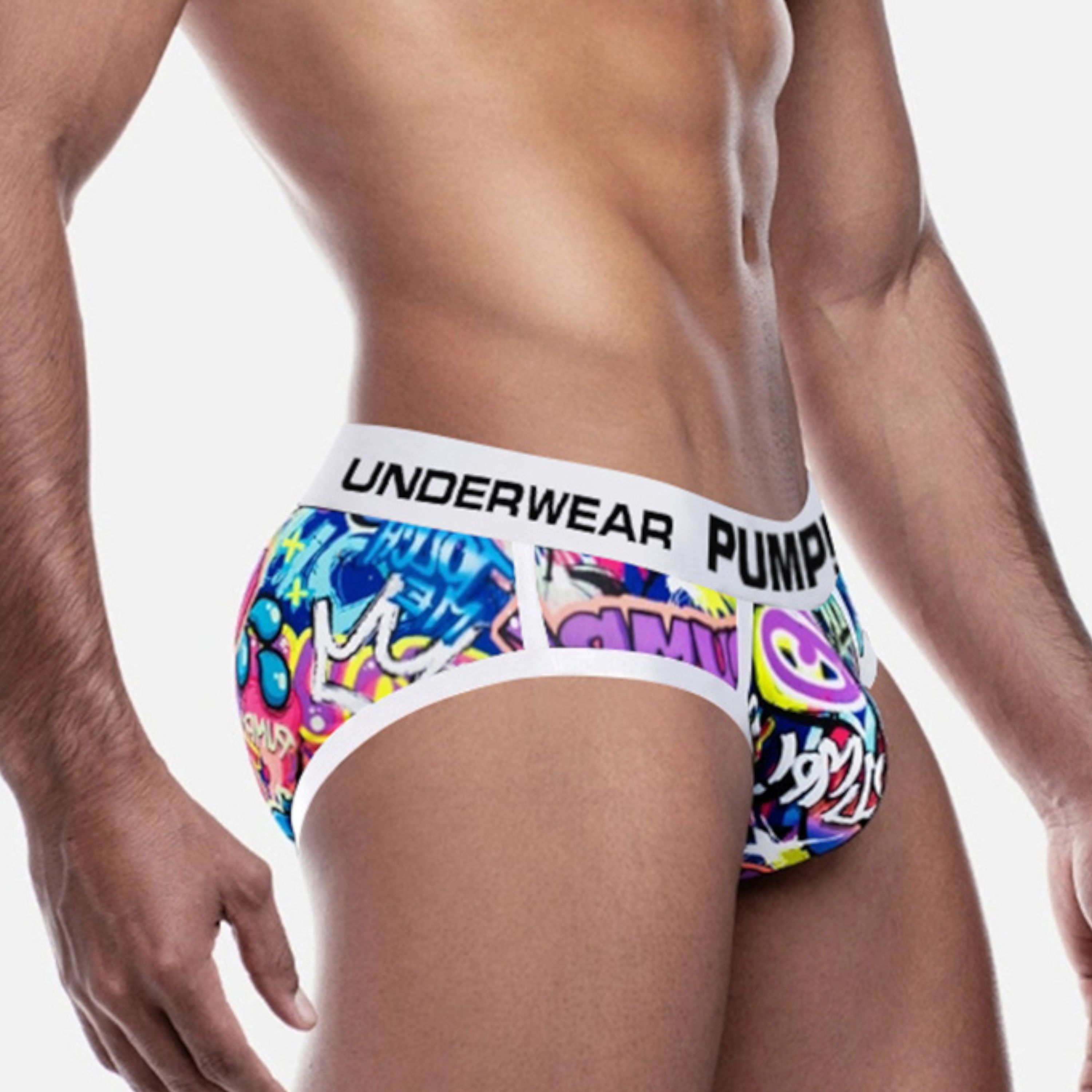 Мужские трусы слипы белые с принтом PUMP! MP223-1 фото 2