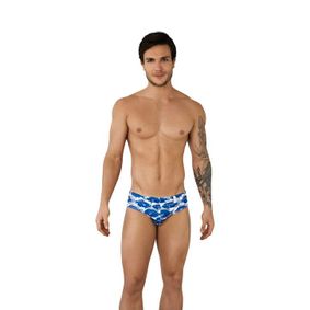 Фото Мужские плавки белые с темно-синим принтом Clever JOY SWIMSUIT BRIEF 096808