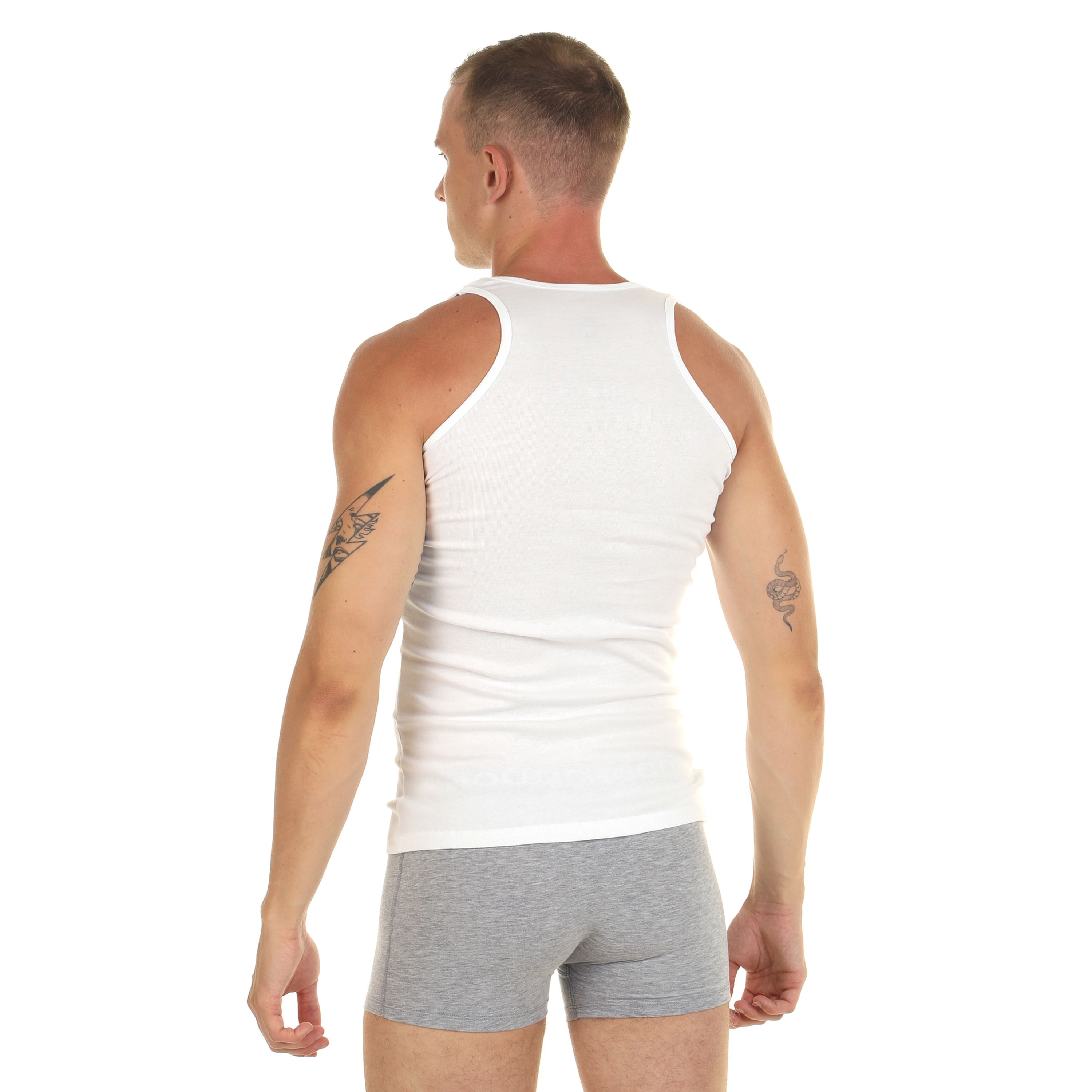 Набор мужских маек 2 в 1 белые из гладкой эластичной ткани Rockhard RH26001 фото 2