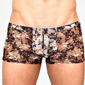 Фото Мужские трусы боксеры черные с бежевыми розами Romeo Rossi Rose Boxer RR00231