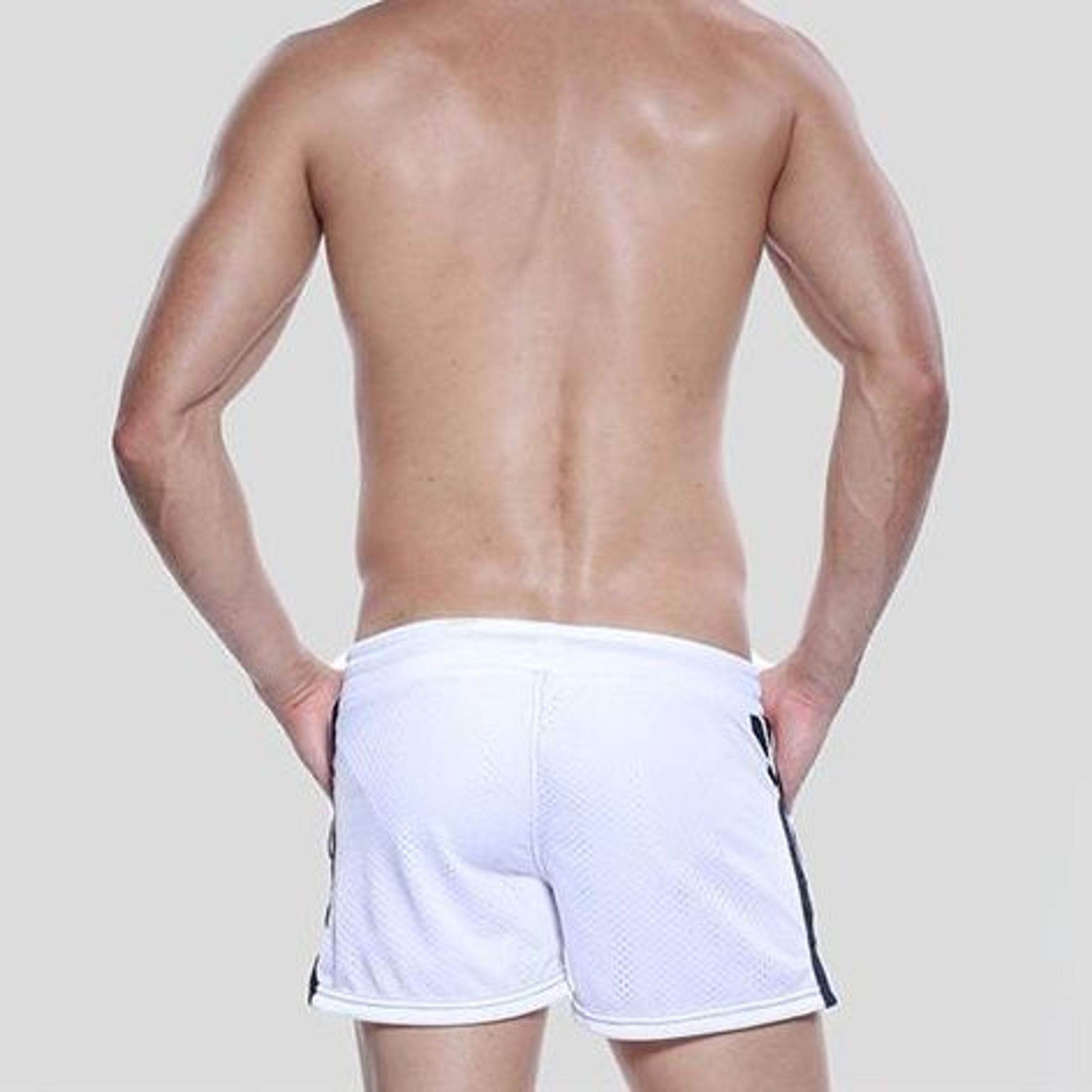 Мужские шорты белые в сетку Seobean Red Sport Shorts White 40506 фото 4