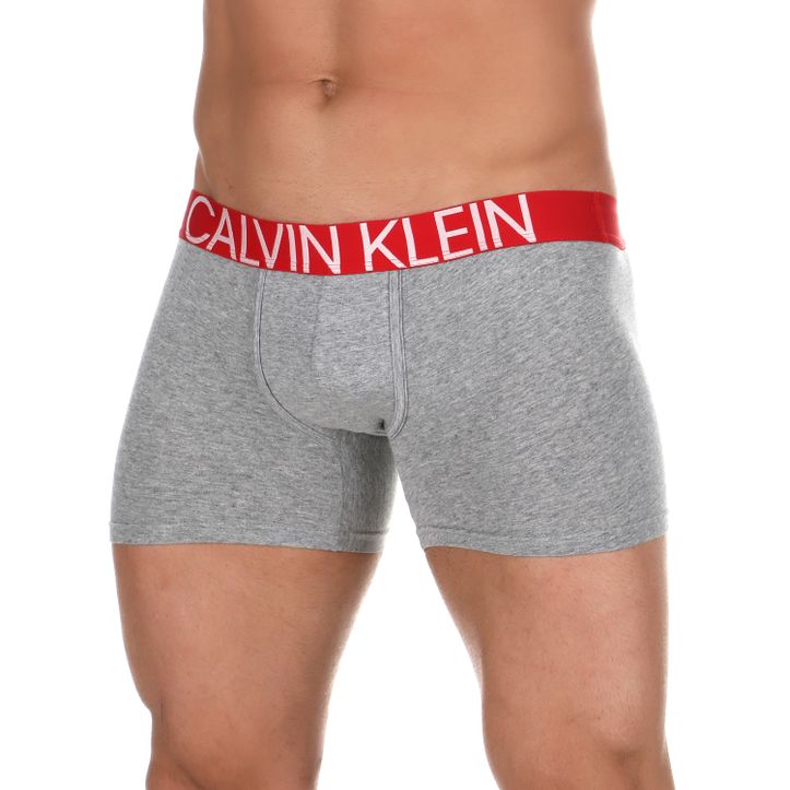 Мужские трусы боксеры серые с красной резинкой Calvin Klein 
