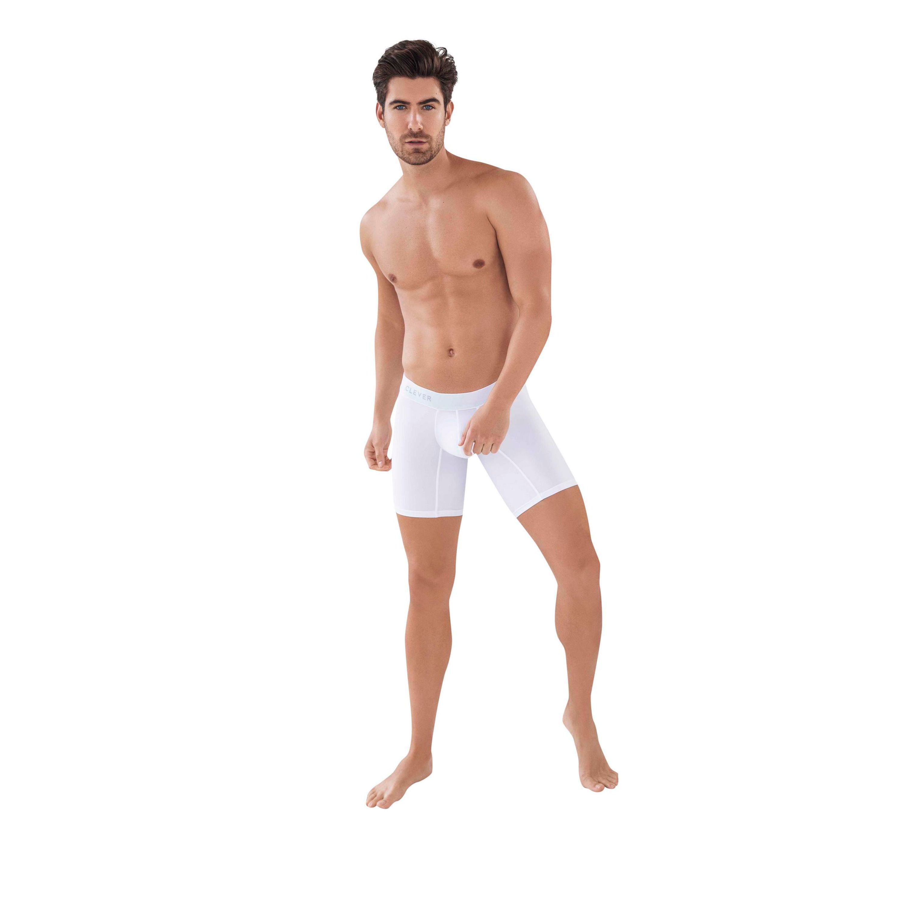 Мужские трусы боксеры белые удлиненные Clever Moda CLASSIC MATCH LONG BOXER 088501 фото 1