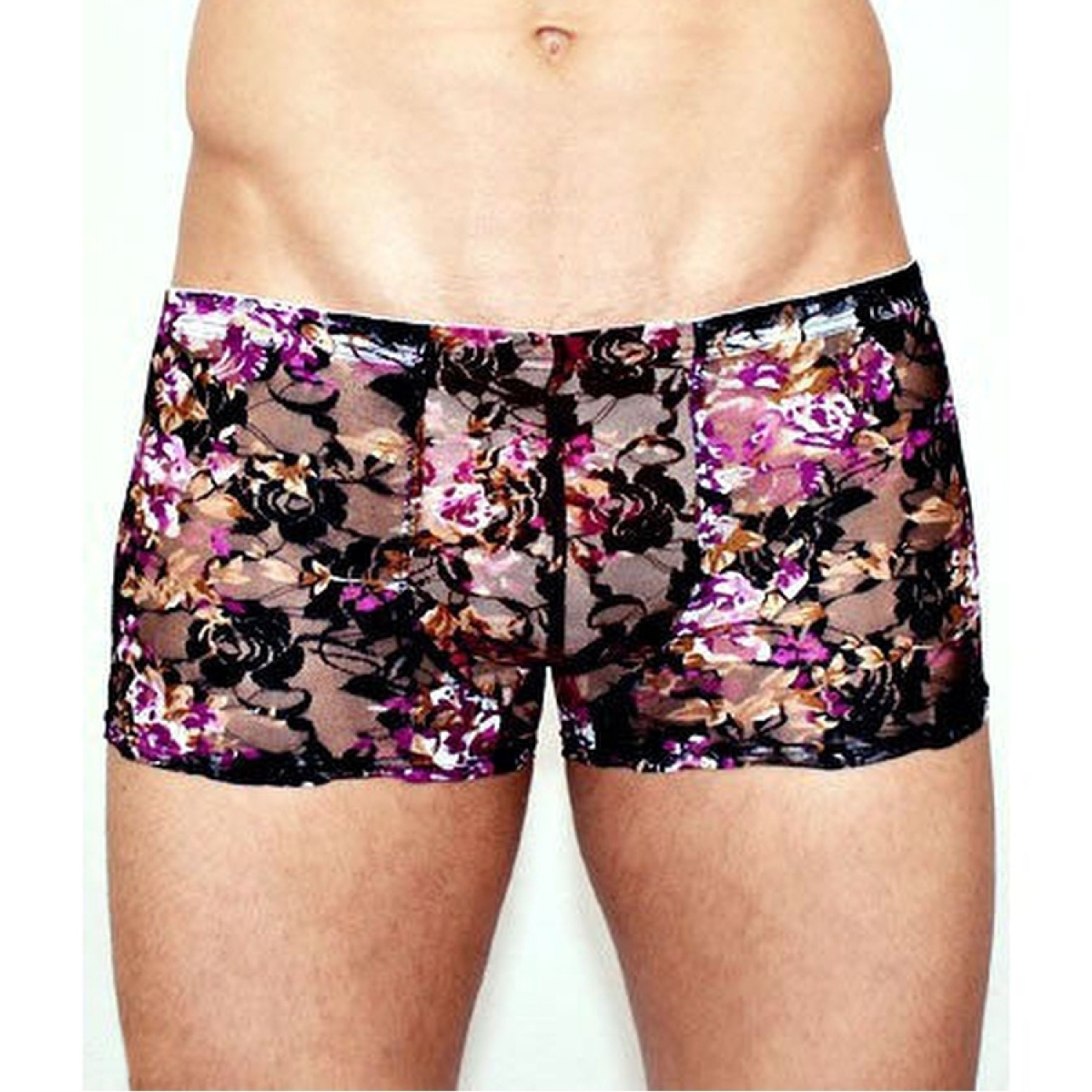 Мужские трусы боксеры черные с пурпурными розами Romeo Rossi Rose Boxer RR00232 фото 1