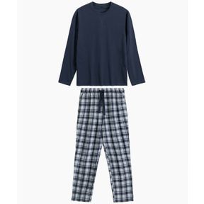 Фото Пижама мужская темно-синяя с штанами в клетку ATLANTIC Flannel Check NMP-393