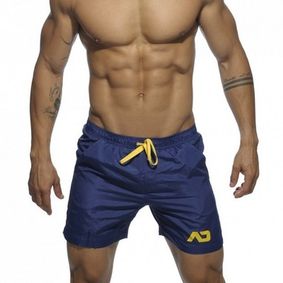 Фото Мужские шорты удлиненные синие с желтыми шнурками Addicted Sport Shorts Navy
