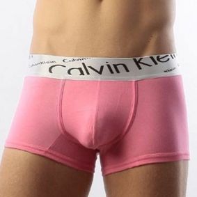 Фото Мужские трусы боксеры розовые с косой резинкой Calvin Klein Steel Boxer Italics Pink CK03109