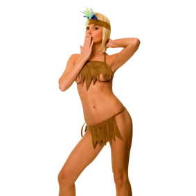Фото Женский костюм "индианка" 3 в 1: юбка, топ, повязка на голову коричневый LaBlinque LB2019