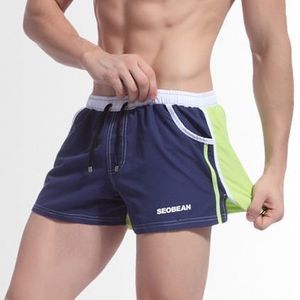 Фото Мужские шорты купальные  синие с зеленой вставкой Seobean Navy 30602
