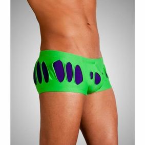 Фото Мужские трусы хипсы зеленые с фиолетовыми вставками Wild Milk Wonderland Hip Boxer Green