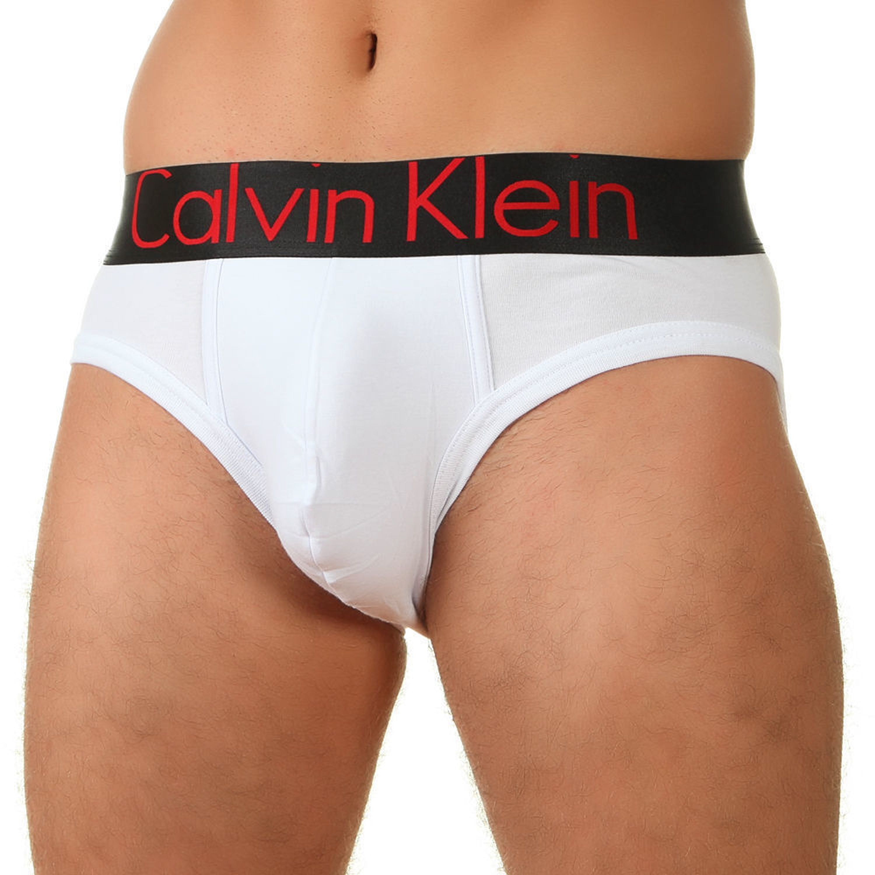 Мужские трусы брифы белые с черной резинкой Calvin Klein фото 1