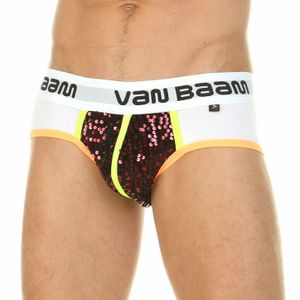 Фото Мужские трусы брифы белые с красными пайетками Van Baam VB0209