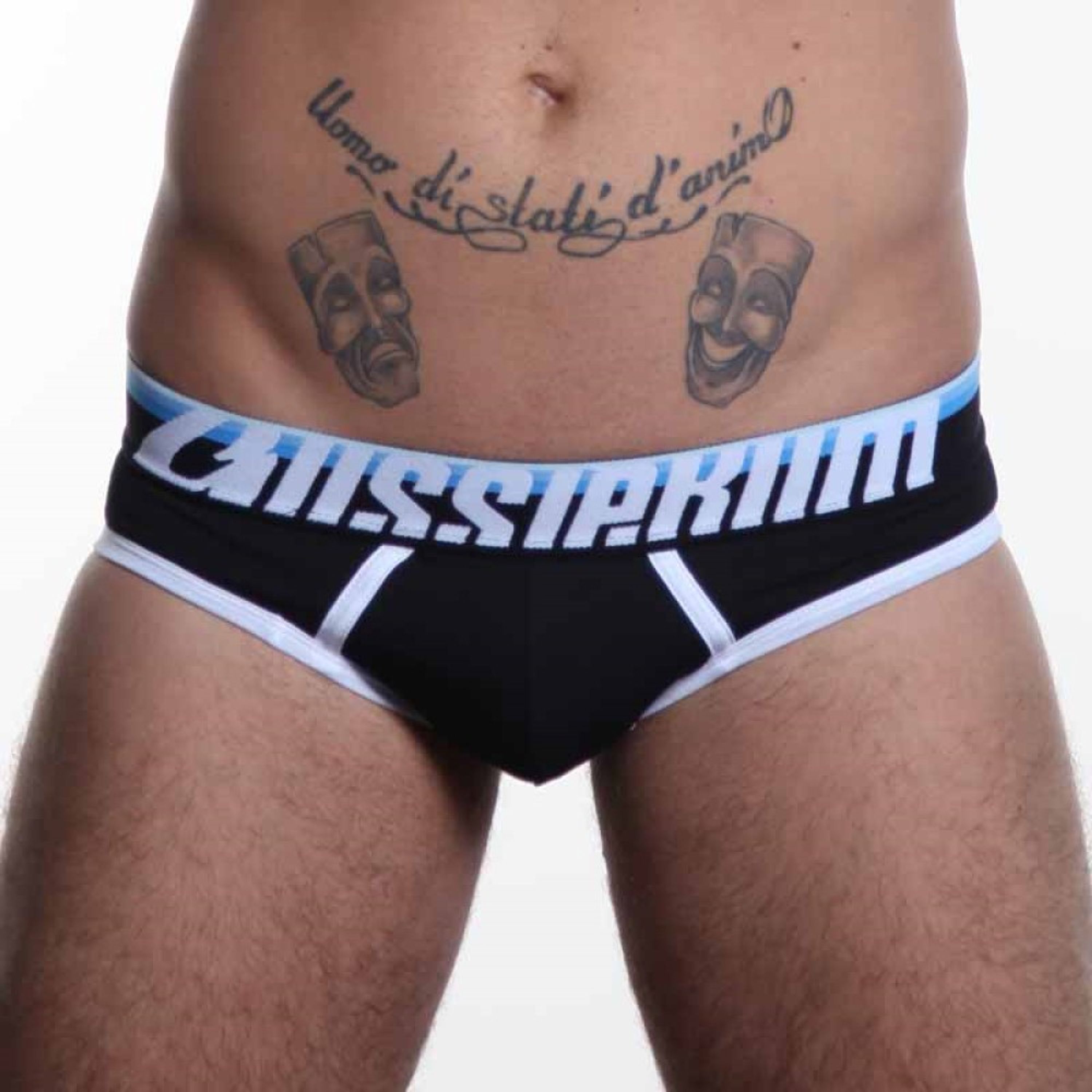 Мужские трусы слипы черные с (голубой) резинкой Aussiebum Fire Brief AB2074-4 фото 3