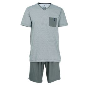 Фото Мужская пижама серая в полоску с шортами Tom Tailor 70984/5607 812