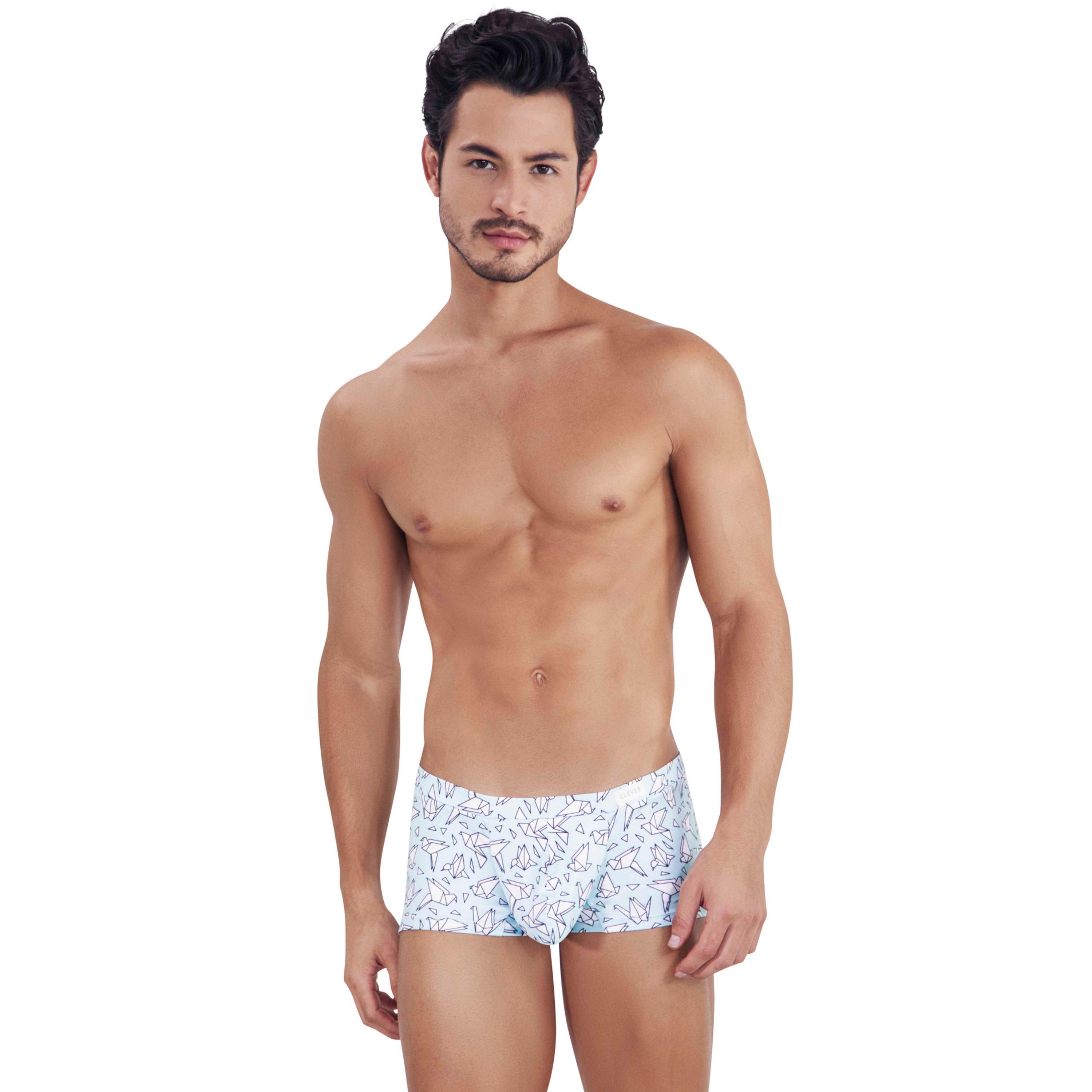 Мужские трусы хипсы голубые с принтом Clever Moda FIGURE TRUNKS 145807 фото 1