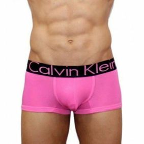 Фото Мужские трусы боксеры розовые с черной резинкой Calvin Klein Black Waistband Pink (Модал)