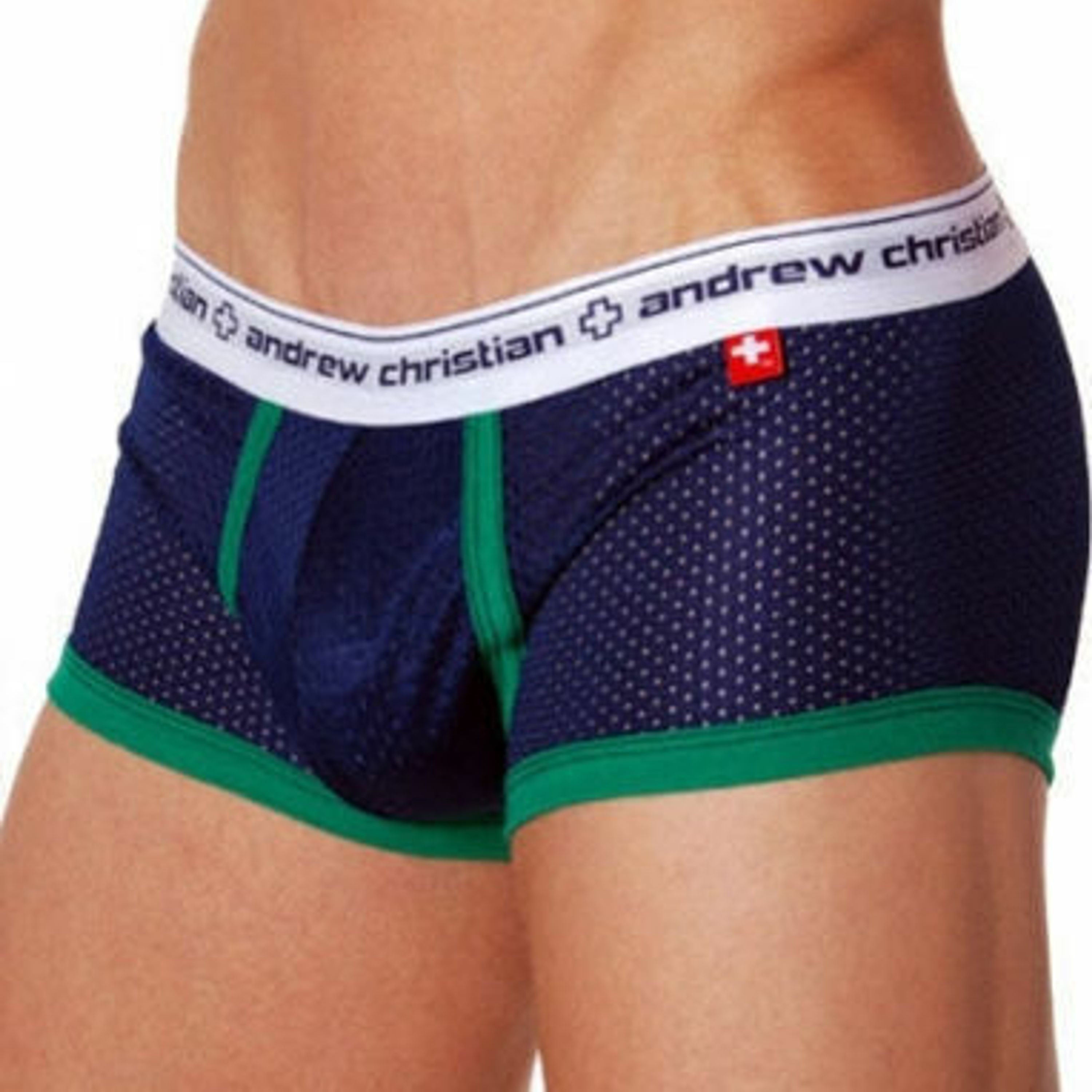 Мужские спортивные хипсы Andrew Christian Navy Sport Mesh Boxer  фото 1