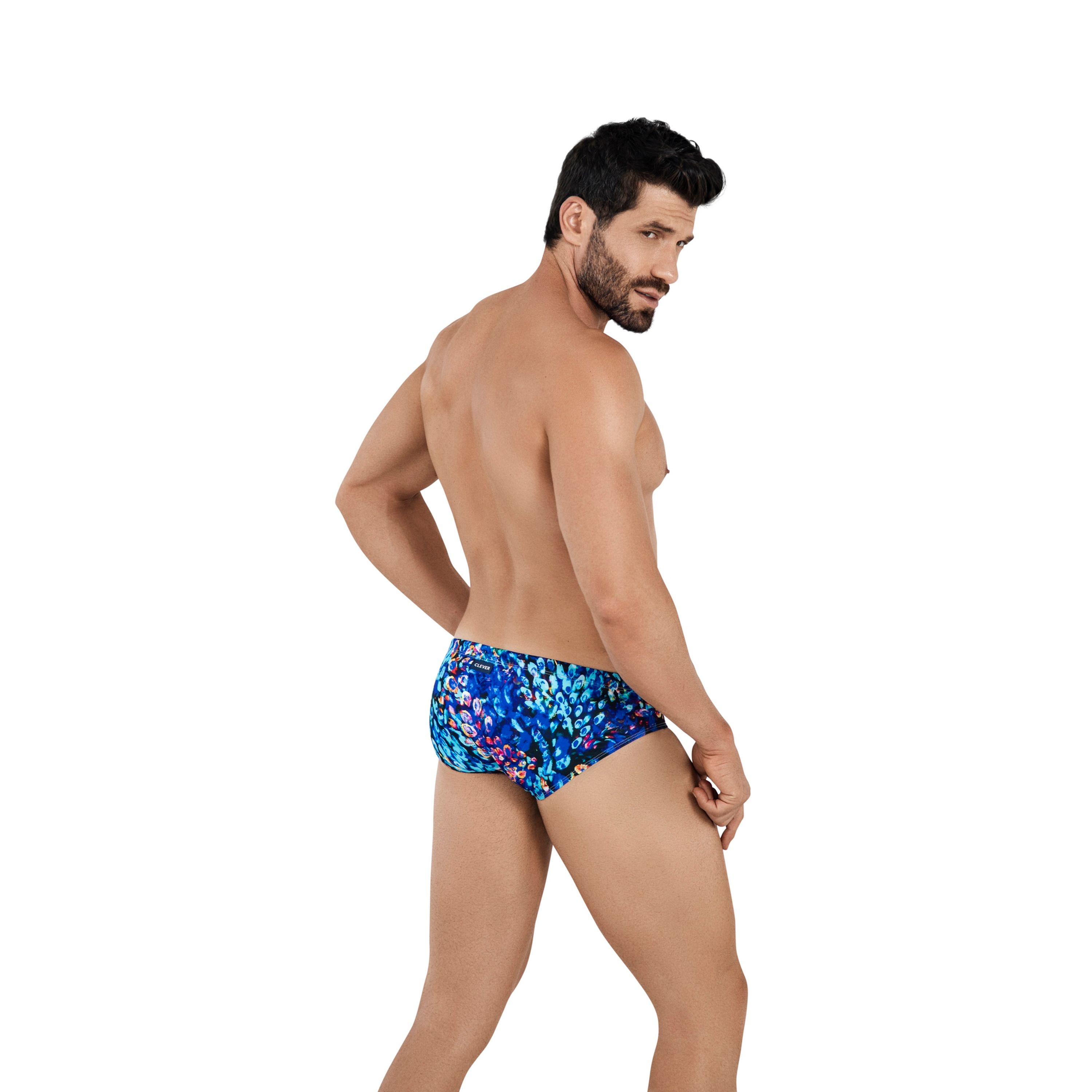 Мужские плавки темно-синие с принтом Clever Moda OCEAN SWIMSUIT 106108 фото 2
