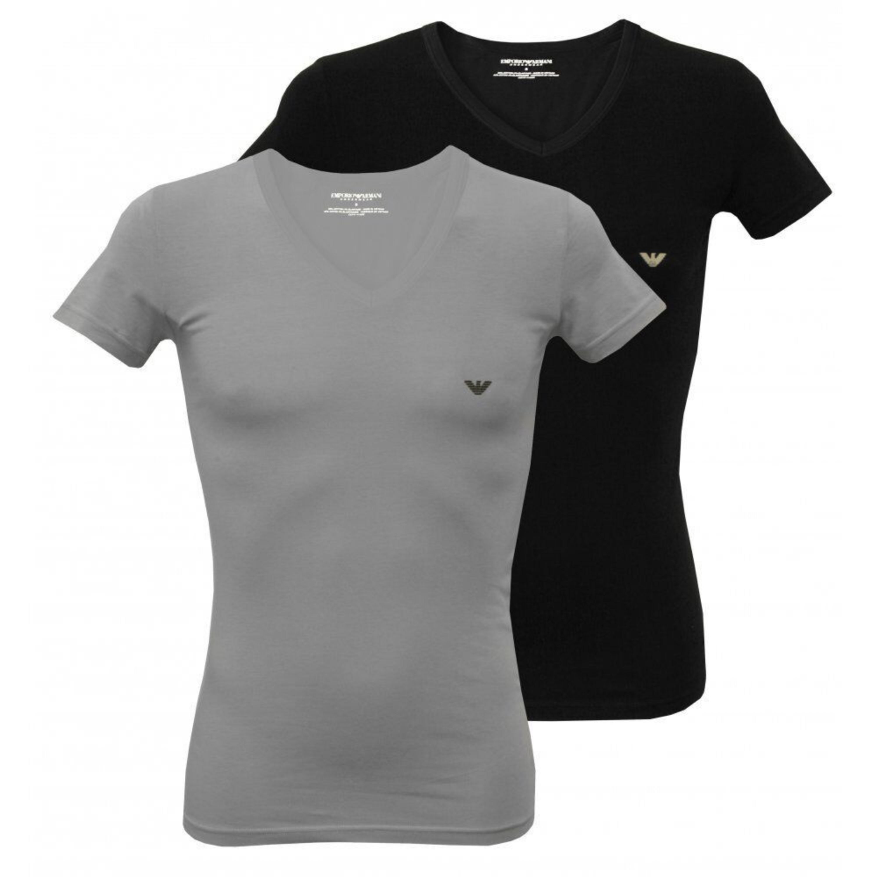 Набор мужских футболок V NECK 2в1 (черный, серый) Emporio Armani 111512_CC717 03320 фото 1