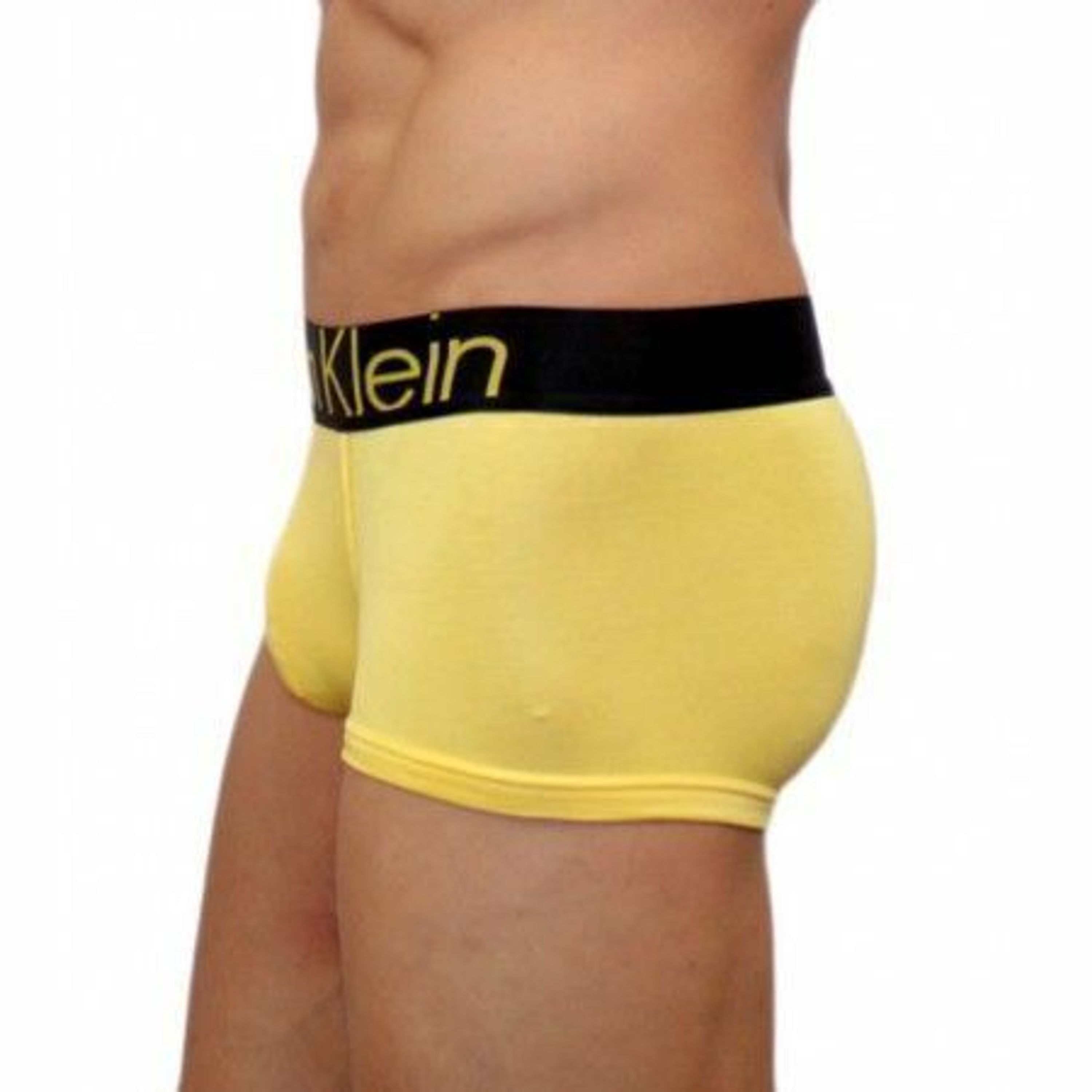 Мужские трусы боксеры желтые с черной резинкой Calvin Klein Steel Yellow Black Waistband Boxer фото 2