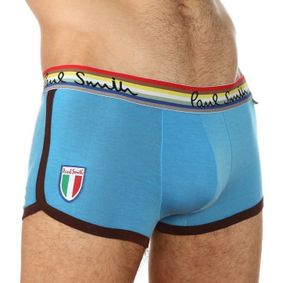 Фото Мужские трусы хипсы голубые с коричневой окантовкой Paul Smith Trunk Blue