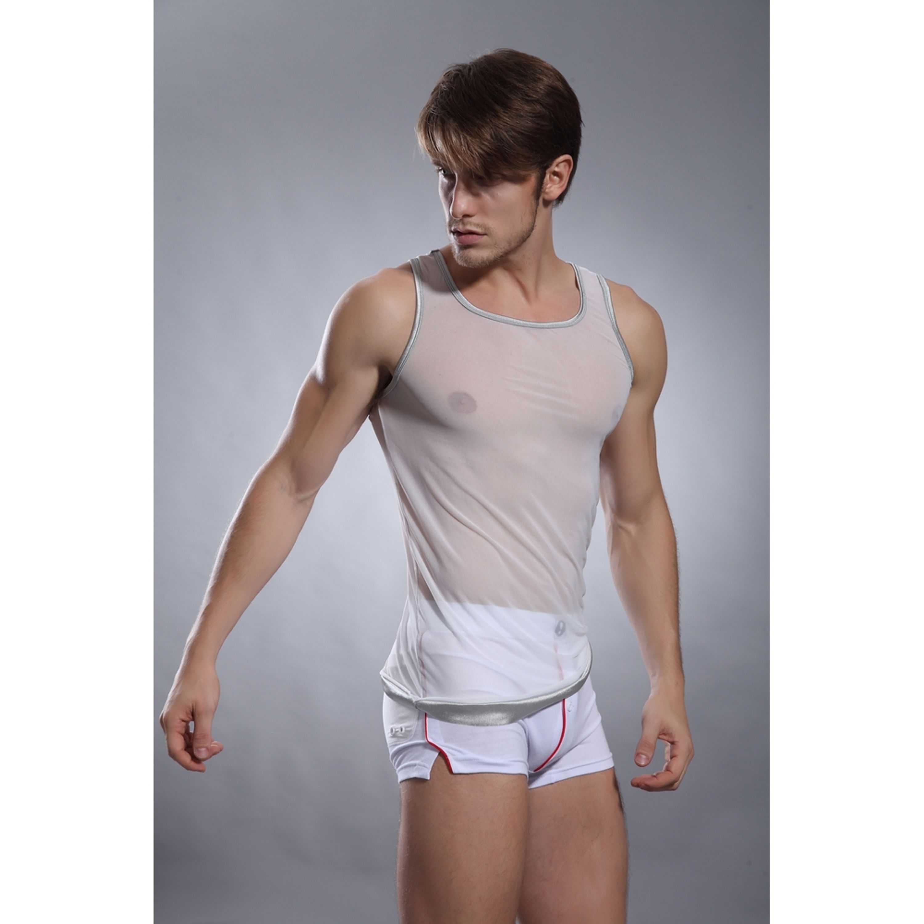 Мужская майка в сетку белая SuperBody White 5468 фото 2