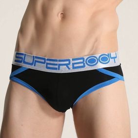 Фото Мужские трусы брифы черные с серебристой резинкой Superbody Black Brief