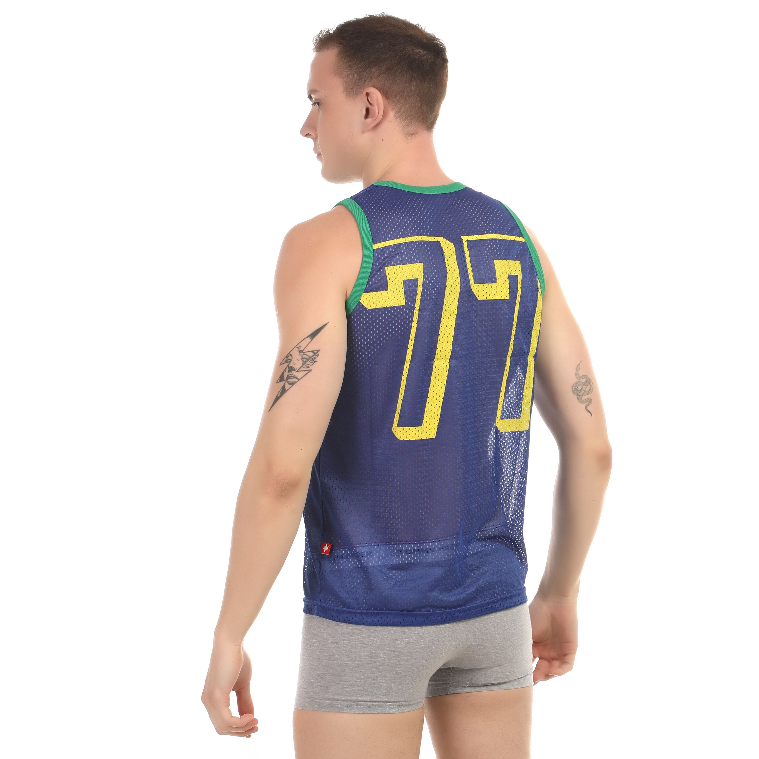 Мужская майка в сетку синяя Andrew Christian Sport Mesh Tank Top  фото 2