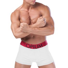 Фото Мужские трусы боксеры белые с красной резинкой Opium Boxer R78