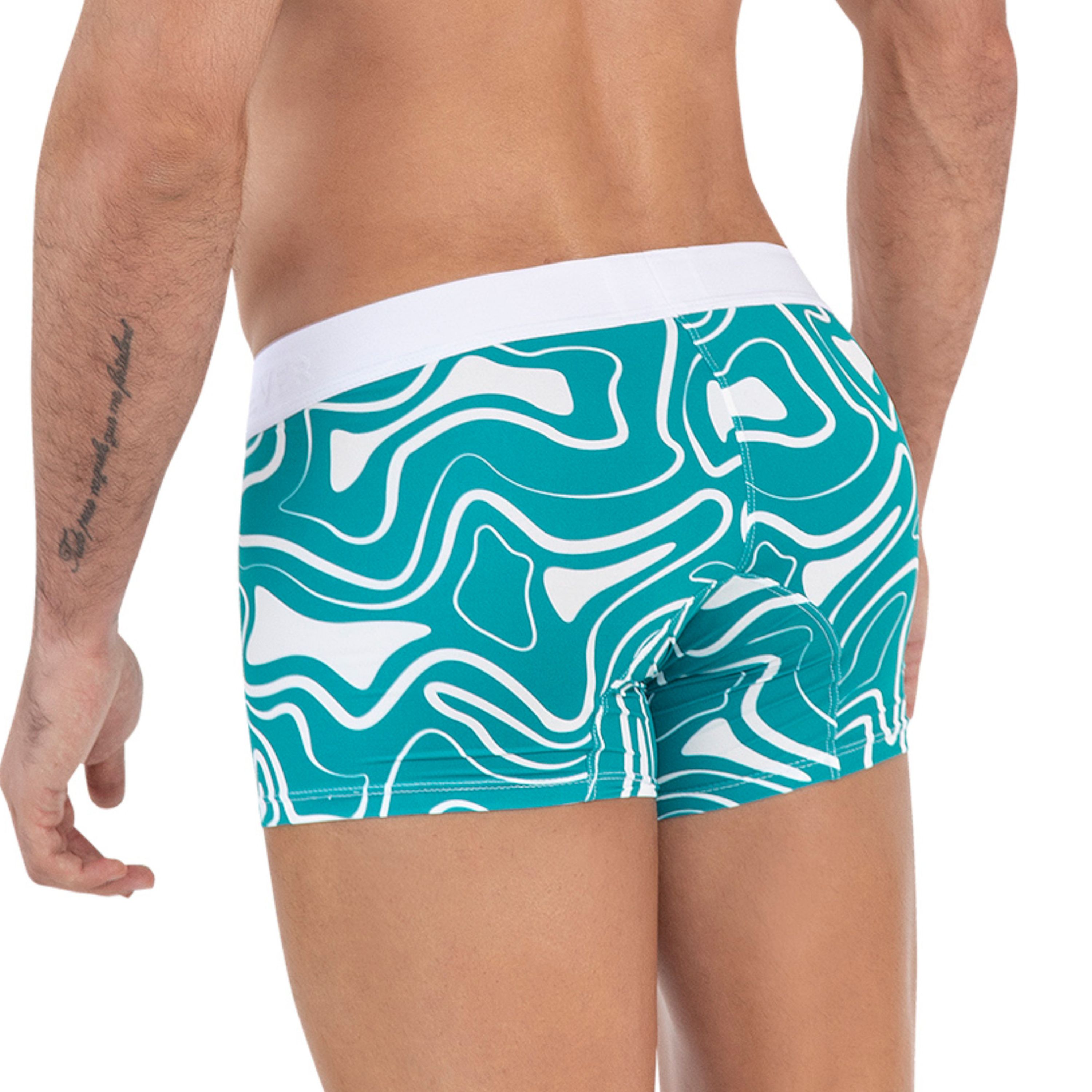 Мужские трусы хипсы бирюзовые с принтом Clever Moda DYNAMIC TRUNKS 163710 фото 3