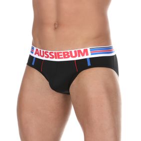 Фото Мужские трусы брифы черные с вставкой из сетки AussieBum
