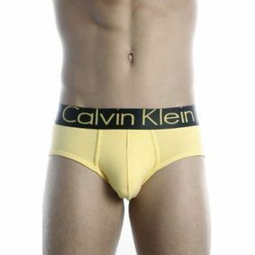 Фото Мужские трусы брифы желтые Calvin Klein Steel Black Waistband Yellow CK02225