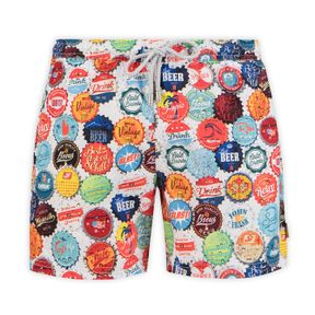Фото Мужские шорты пляжные белые с принтом JOHN FRANK JFSSSW37-BEERCAP