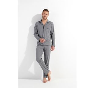 Фото Мужская пижама серая с окантовкой HOM ALBERT Long Sleepwear 402802_4000ZU