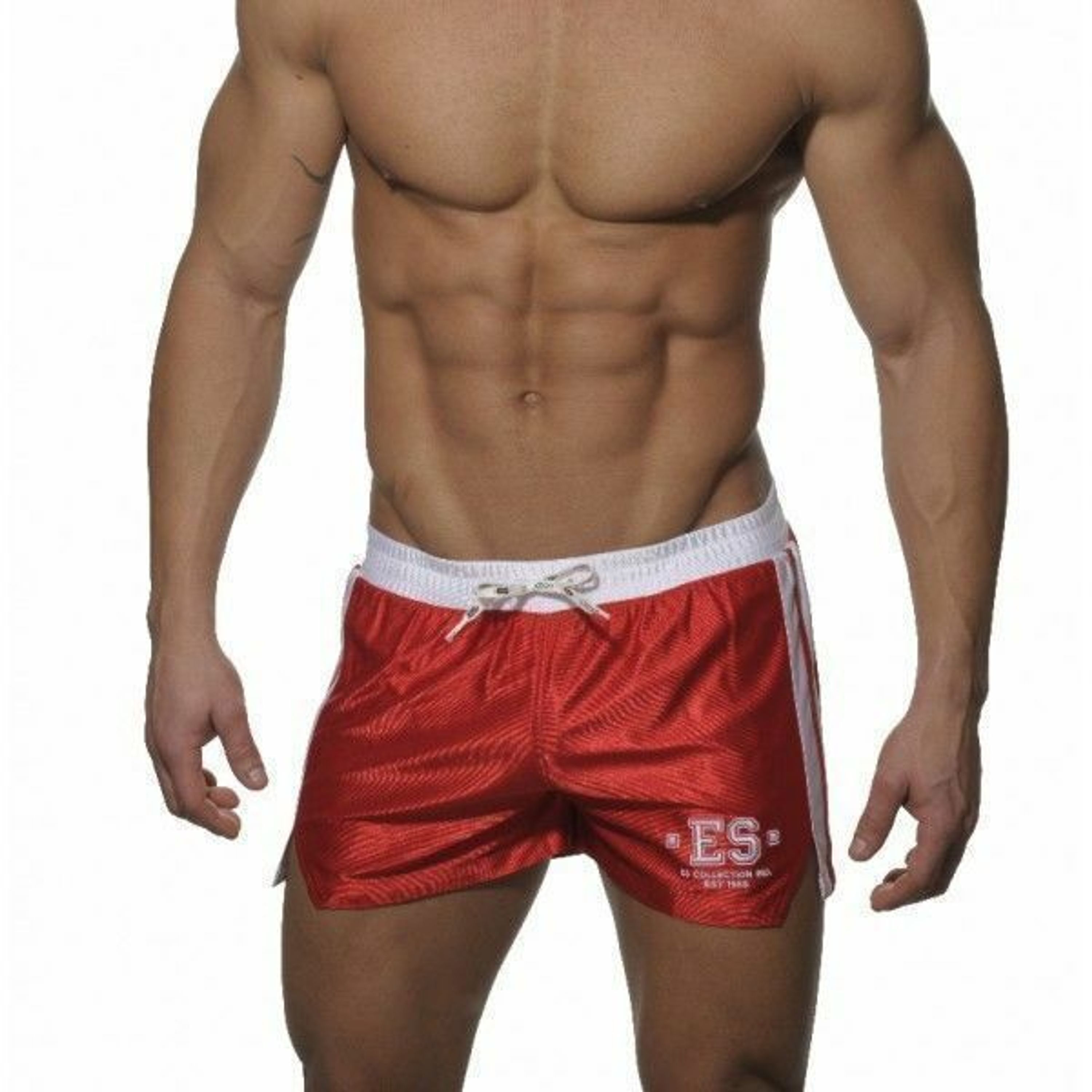 Мужские спортивные шорты красные с белым поясом ES Collection SHORTS RED- WHITE фото 1