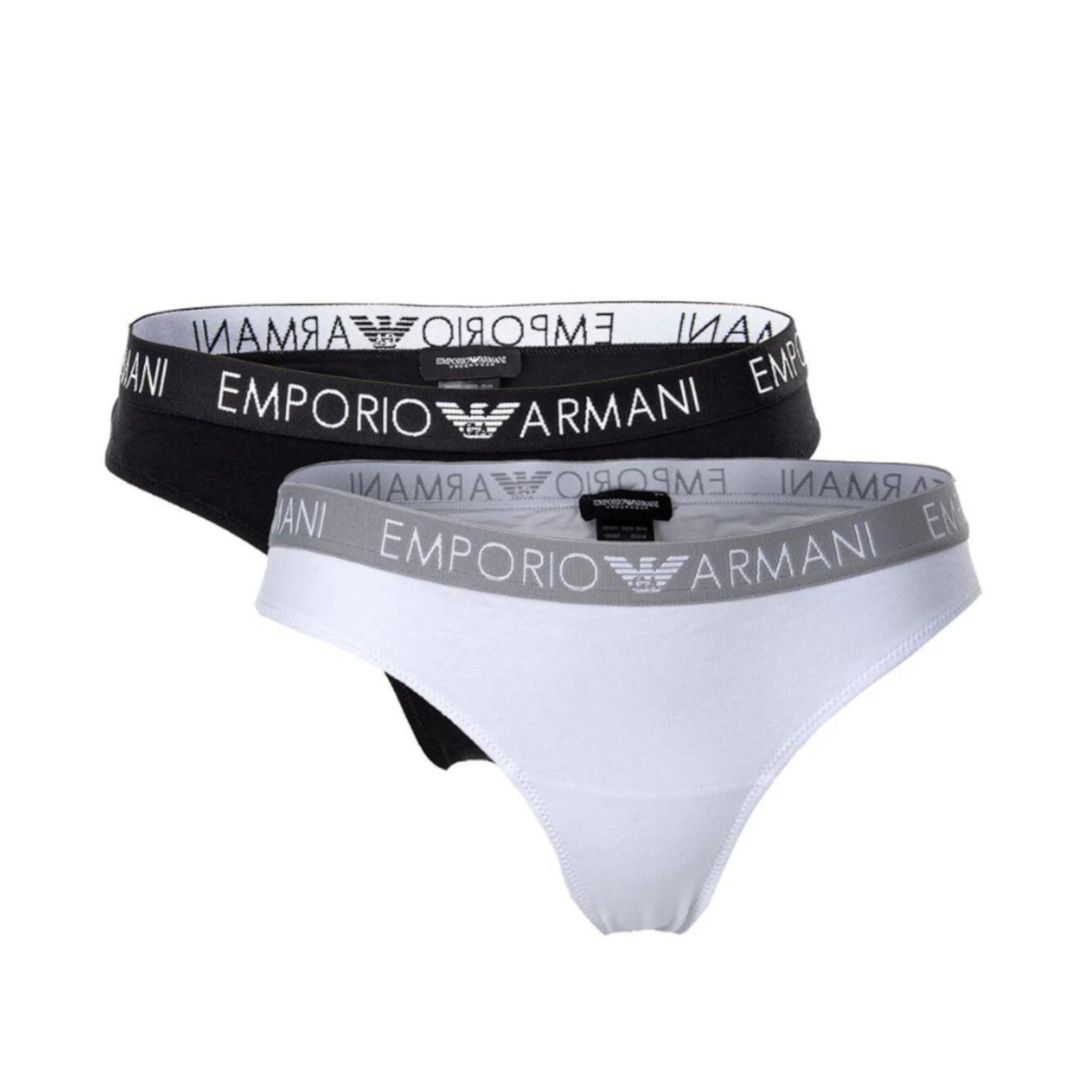 Женские трусы бразилиана набор из 2 штук (белый, черный) Emporio Armani 163337_СС318 00911 фото 1